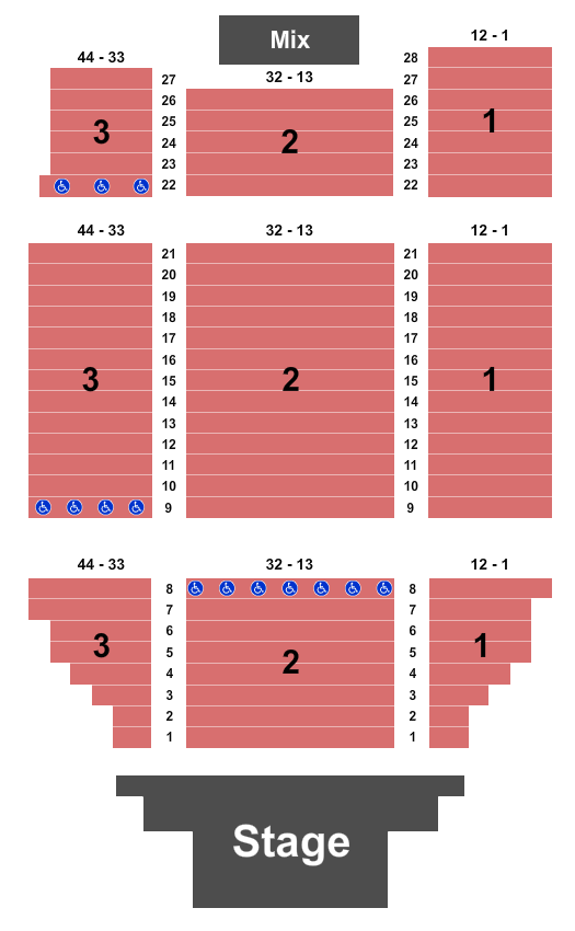 Hollywood Casino at The Meadows Seating Chart: End Stage