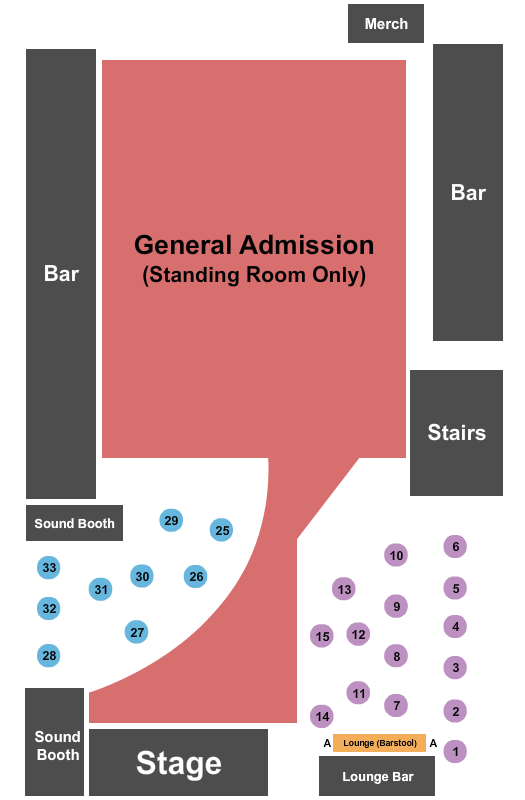 The Million Dollar Cowboy Bar Seating Chart: Endstage GA With Lounge