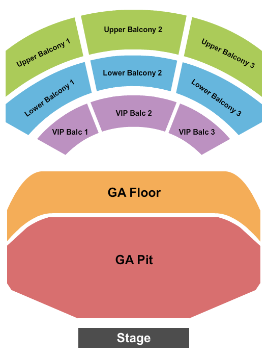 The Novo Seating Chart: GA Pit/Floor & Rsvd Balcony