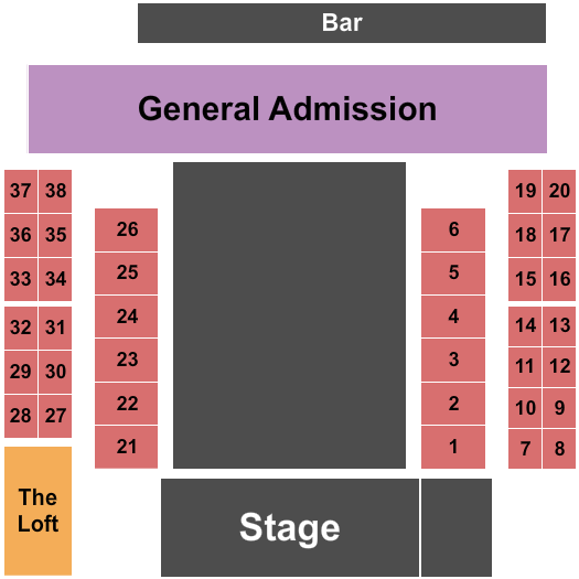 The Old Coupland Inn & Dancehall Seating Chart: GA & Tables 2