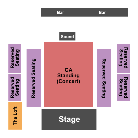 The Old Coupland Inn & Dancehall Seating Chart: Endstage GA/Rsvd