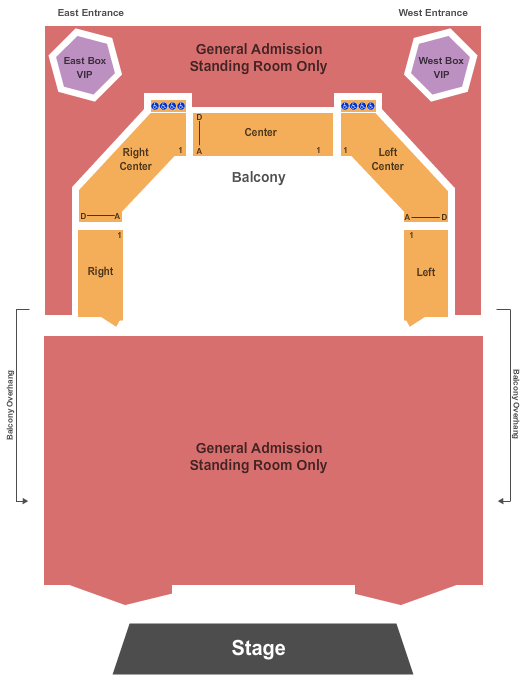 The Pageant Seating Chart: Endstage - Res Balc GA Flr