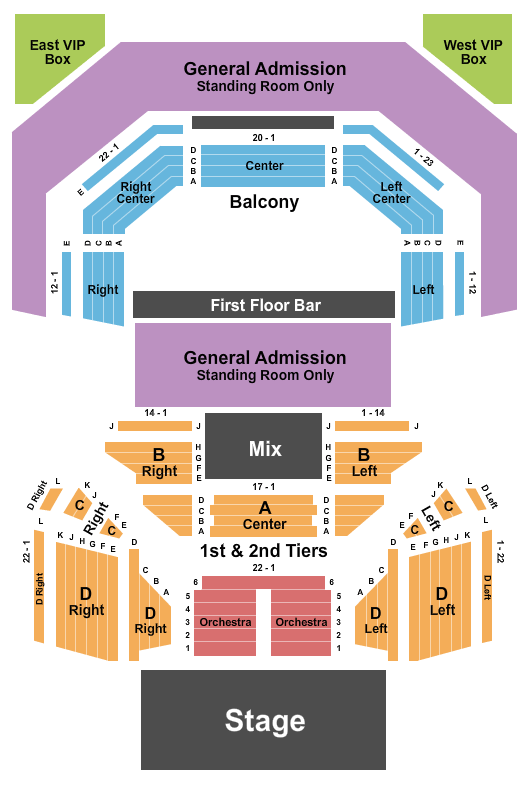 The Pageant Seating Chart: End Stage Resv Floor