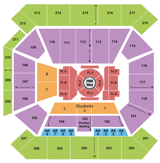 The Sandy and John Black Pavilion at Ole Miss Seating Chart: Center Stage