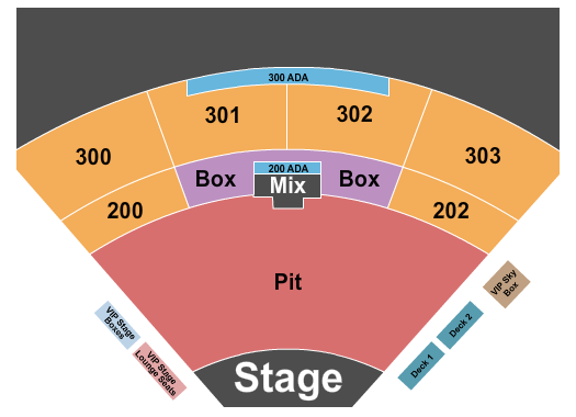 The Pavilion at Toyota Music Factory Seating Chart: Endstage Pit - No Lawn 2