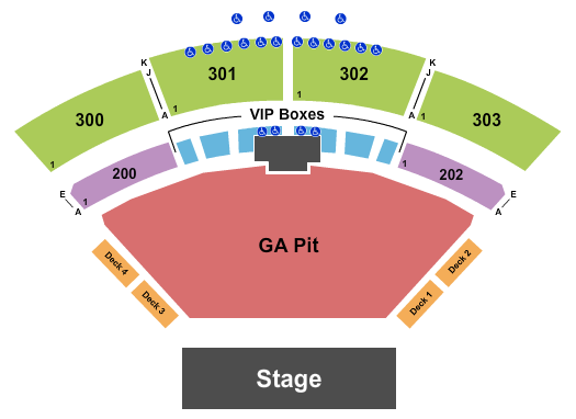 The Pavilion at Toyota Music Factory Seating Chart: Endstage 3/4 GA Pit - No Lawn