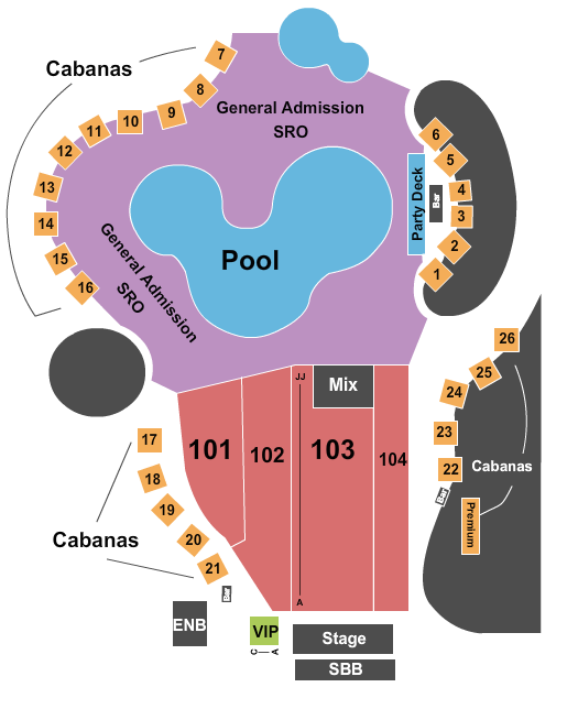 The Pool at Talking Stick Resort Seating Chart: Endstage-2