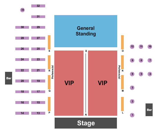 The Ranch Concert Hall & Saloon Seating Chart: Endstage GA/Rsvd 2