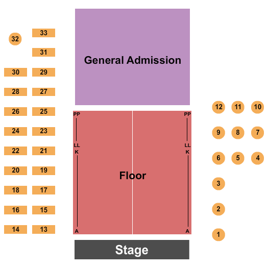 The Ranch Concert Hall & Saloon Seating Chart: Endstage GA/Rsvd 3