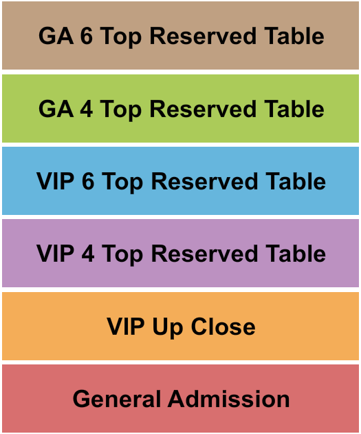 The Rusty Horseshoe Seating Chart: GA/VIP/Tables