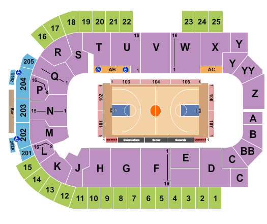 The Sanford Center Seating Chart: Basketball - Globetrotters