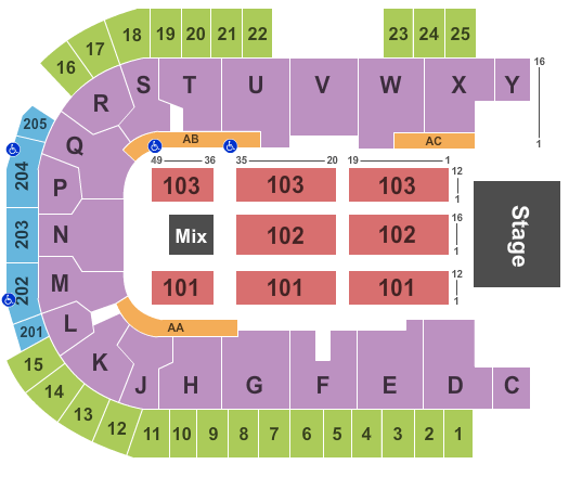 The Sanford Center Seating Chart: End Stage