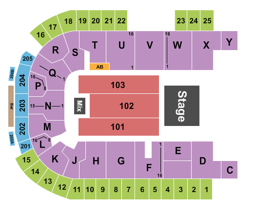 The Sanford Center Seating Chart: Endstage 6
