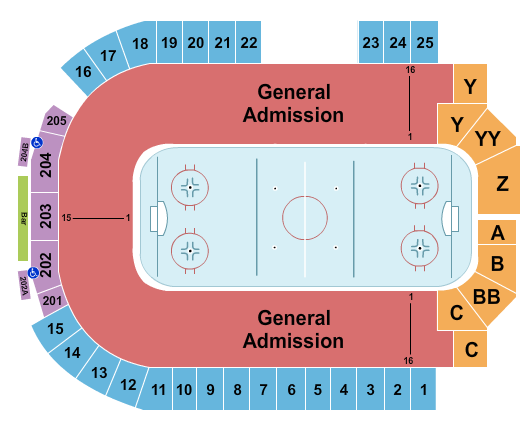 The Sanford Center Seating Chart: Hockey - Women