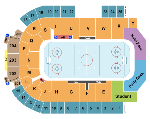 The Sanford Center Seating Chart: Hockey 2