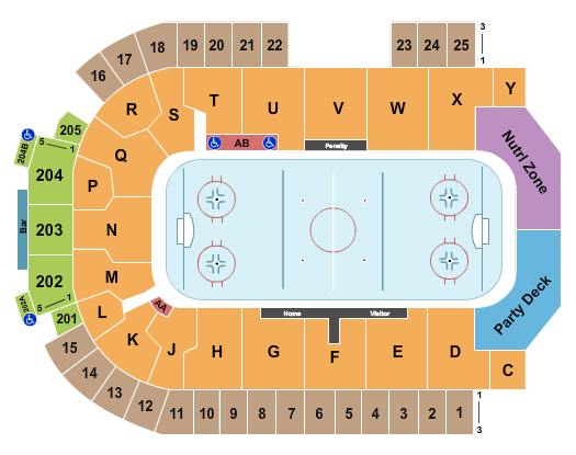 The Sanford Center Seating Chart: Hockey 3