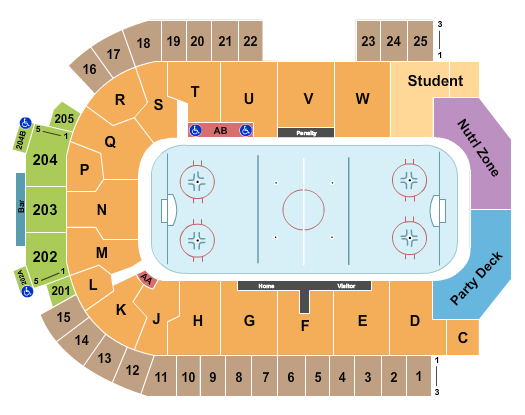 The Sanford Center Seating Chart: Hockey 3