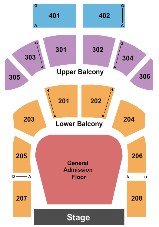 The Tabernacle - GA Seating Chart: End Stage GA