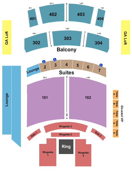 The Theater at Virgin Hotels - Las Vegas Seating Chart: Boxing