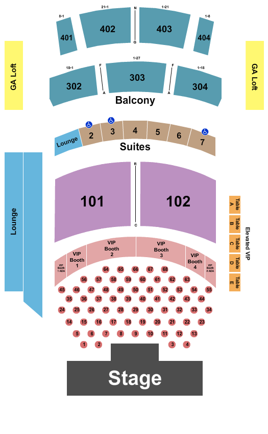 The Theater at Virgin Hotels - Las Vegas Seating Chart: Endstage Tables