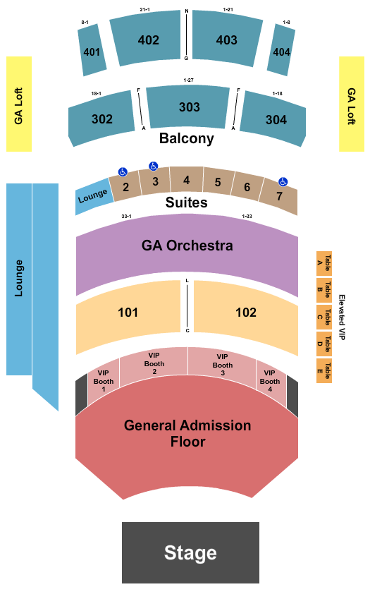 The Theater at Virgin Hotels - Las Vegas Seating Chart: GA Floor/Booth/GAOrc