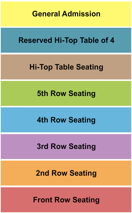 The Token Lounge Seating Chart: GA/Row Seating/Hi-top