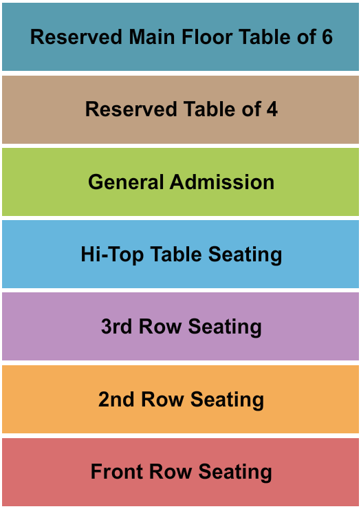 The Token Lounge Seating Chart: GA/Row Seating/Reserved