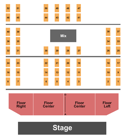 The Vixen Seating Chart: Floor/Tables