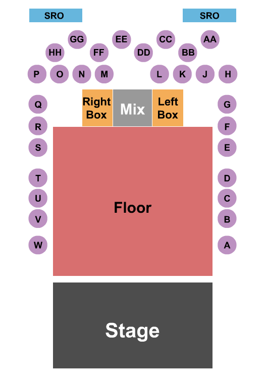 The Vogel at the Count Basie Center for the Arts Seating Chart: Endstage RSV Floor