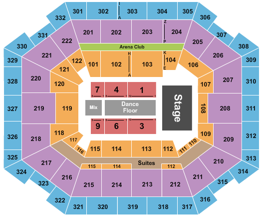 The Yuengling Center Seating Chart: Endstage Dance Floor
