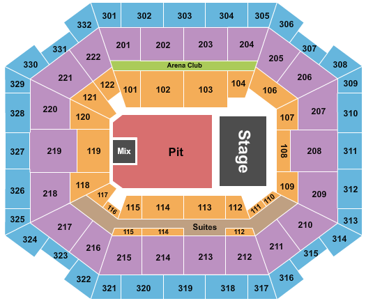The Yuengling Center Seating Chart: Endstage Full Pit