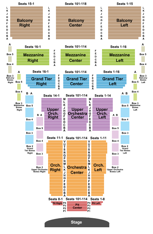 Rose State Performing Arts Center At Civic Center Music Hall Seating Chart: Endstage