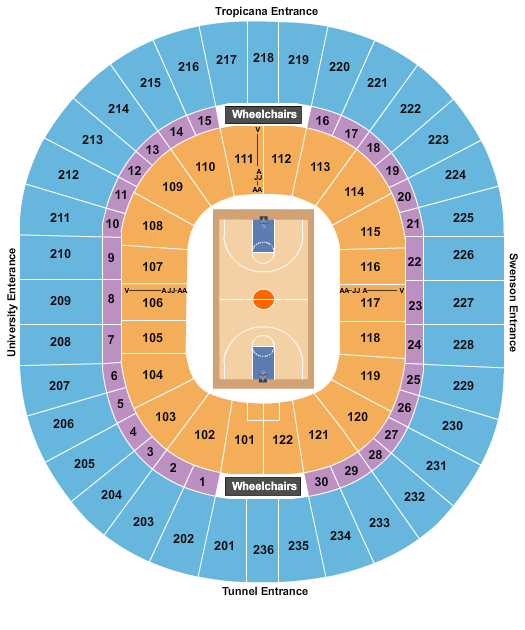 Thomas & Mack Center Seating Chart: Basketball 2