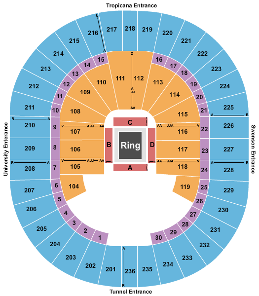 Thomas & Mack Center Seating Chart: Wrestling