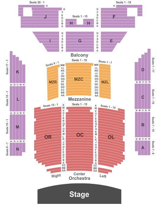 Thomas Wolfe Auditorium at Harrah's Cherokee Center Seating Chart: End Stage