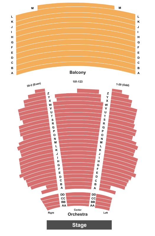Thrasher-Horne Center for the Arts Seating Chart: End Stage