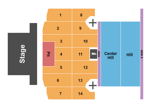 Thunder Ridge Nature Arena Seating Chart: Center Pit GA, Flr 1-14
