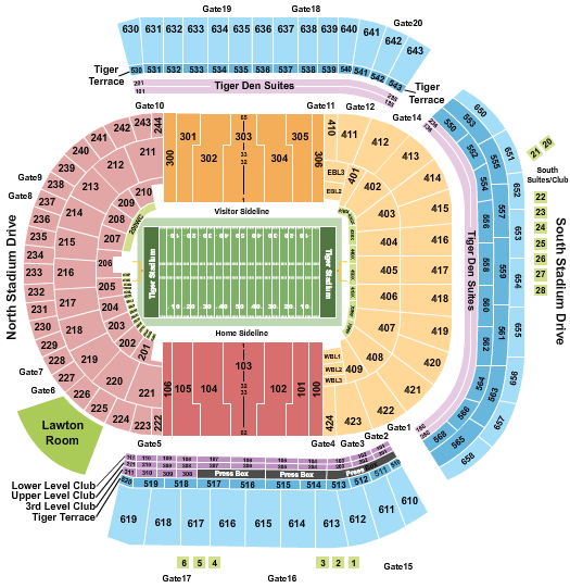 Tiger Stadium - Baton Rouge Seating Chart: Football