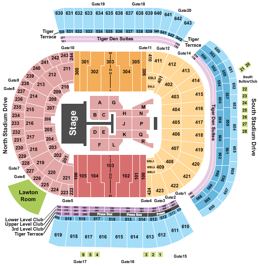 Tiger Stadium - Baton Rouge Seating Chart: Post Malone