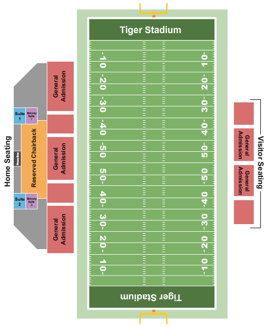 Tiger Stadium - AL Seating Chart: Football