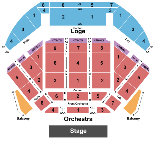 Concert Hall At Tilles Center for the Performing Arts Seating Chart: End Stage
