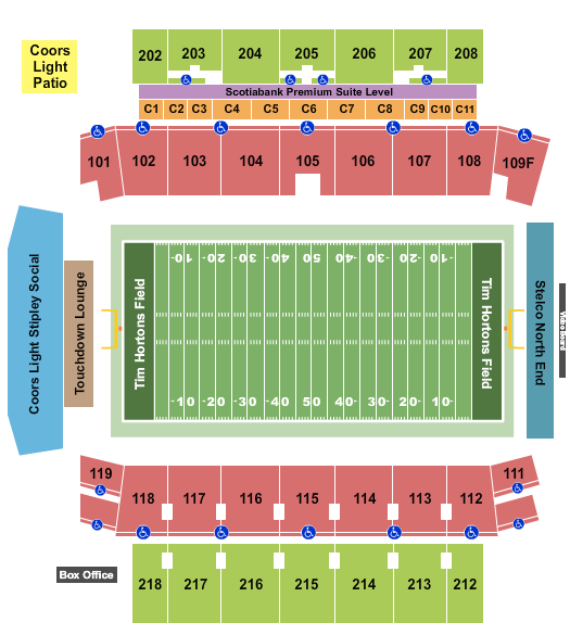 Tim Hortons Field Seating Chart: Football
