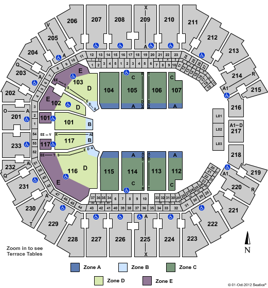 Time Warner Cable Arena (formerly Charlotte Bobcats Arena) Seating Chart
