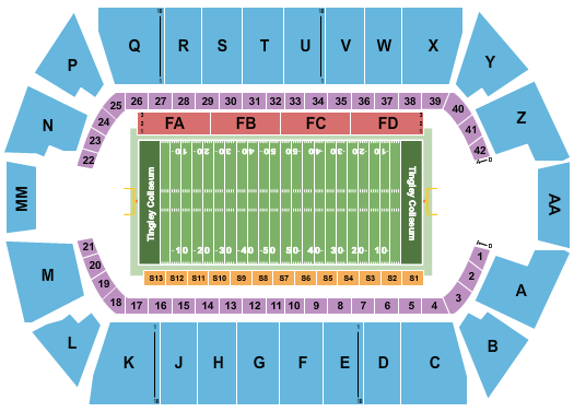 Tingley Coliseum at New Mexico State Fairgrounds Seating Chart: Football