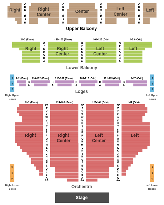 Tivoli Theatre - Chattanooga Seating Chart: End Stage