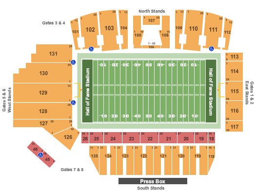 Tom Benson Hall of Fame Stadium Map