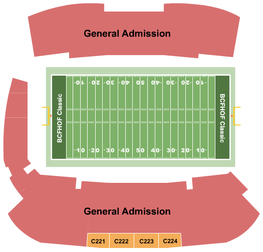 Tom Benson Hall of Fame Stadium Seating Chart: NCAA