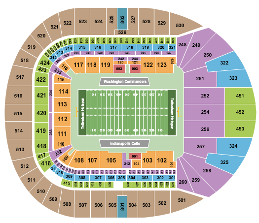 Tottenham Hotspur New Stadium Seating Chart: Football - Wash/Ind