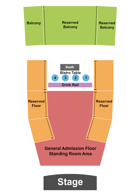 Tower Theatre - OK Seating Chart: Endstage GA FloorRSV 2