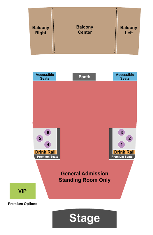 Tower Theatre - OK Seating Chart: GA Floor/RSV Balc/Bistro